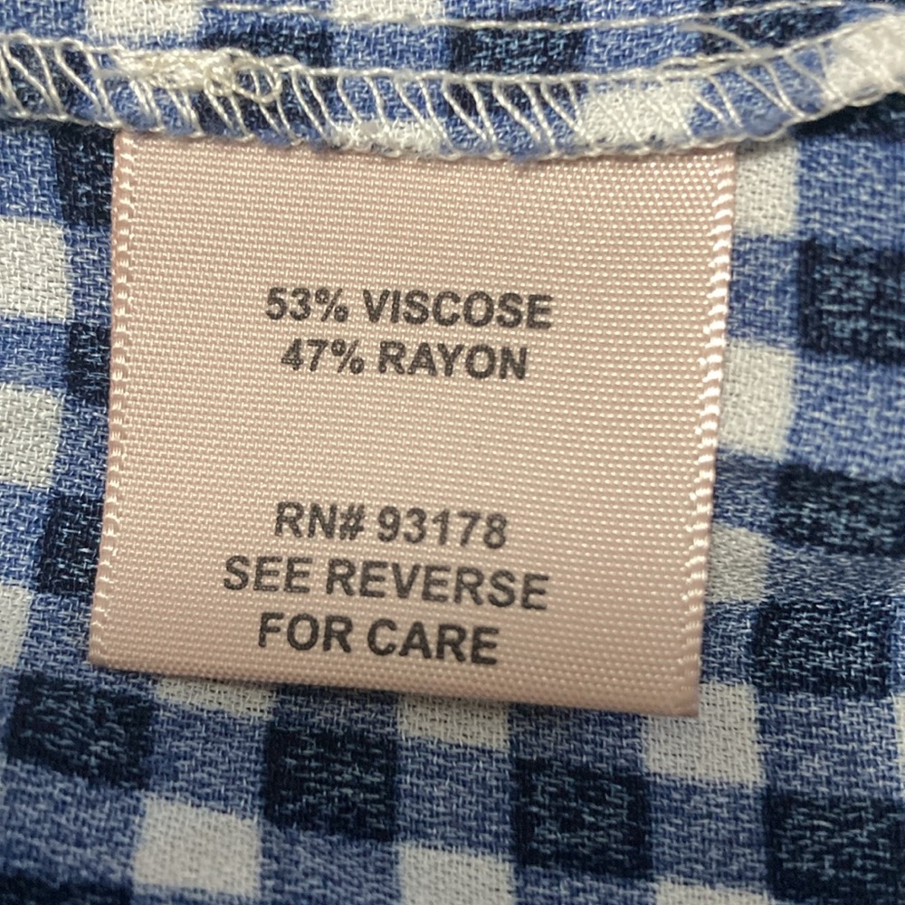 Philosophy Dress Women's Size 8 Gingham Plaid Blue White Midi Handkerchief - Picture 10 of 16